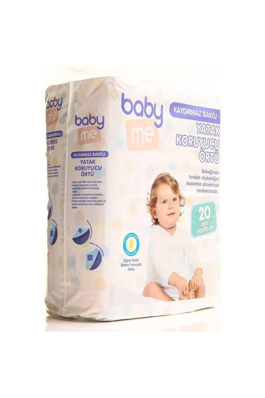 Baby&Me Baby Me Kaydırmaz Bantlı Yatak Koruyucu Örtü 60x90 Cm 20 Adet,