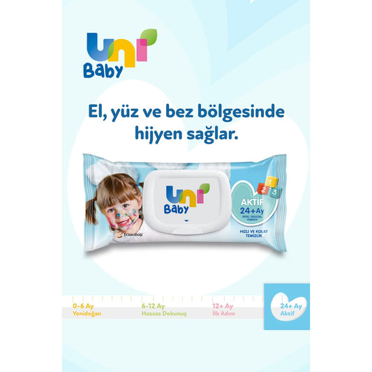 Uni Baby Islak Mendil Aktif 12x52'li Islak Mendil 624 Yaprak P04729