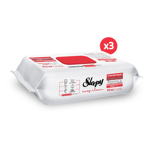 Sleepy Easy Clean Kiraz Çiçeği Yüzey Temizlik Havlusu&Mendili 3x100 (300 Yaprak)